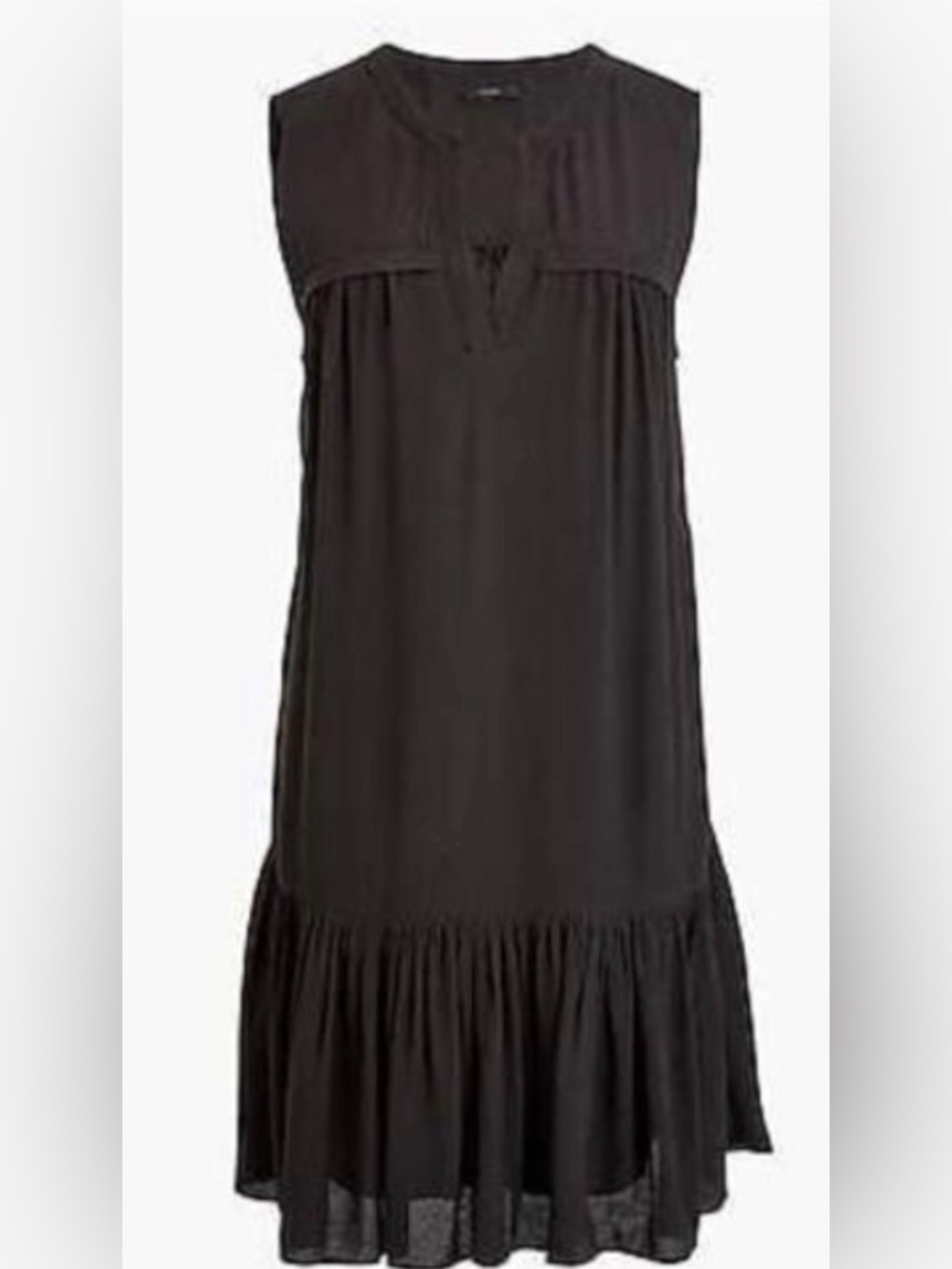 NWOT J Crew Ruffle hem Shift Dress Dark Brown. Size Medium.